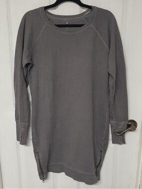 Athleta Gray Logo Crewneck Sweat Top